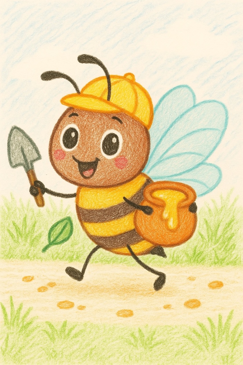 Desenhos de Abelha: Abelha fofa com chapéu e mel para desenhar
