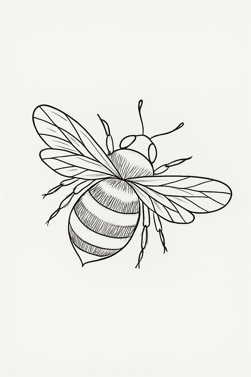 Desenhos de Abelha: Abelha realista e simples para desenhar