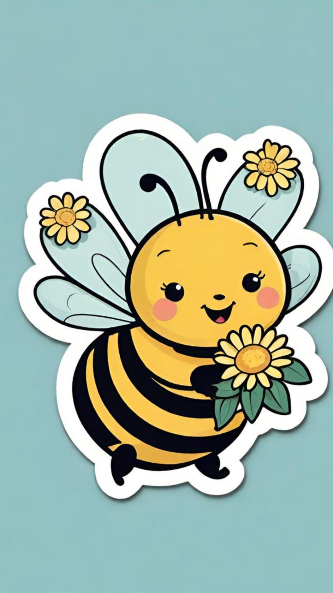 Desenhos de Abelha: abelha fofa segurando flores para desenhar