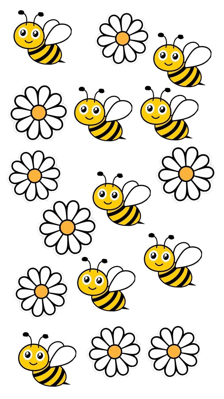 Desenhos de Abelha: Abelha fofa com flores para desenhar