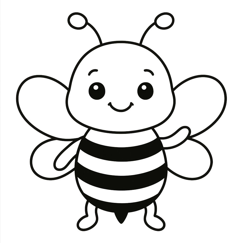 Desenhos de Abelha: Abelha fofa sorrindo para desenhar