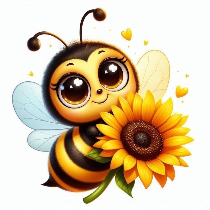 Desenhos de Abelha Abelha fofa segurando um girassol para desenhar