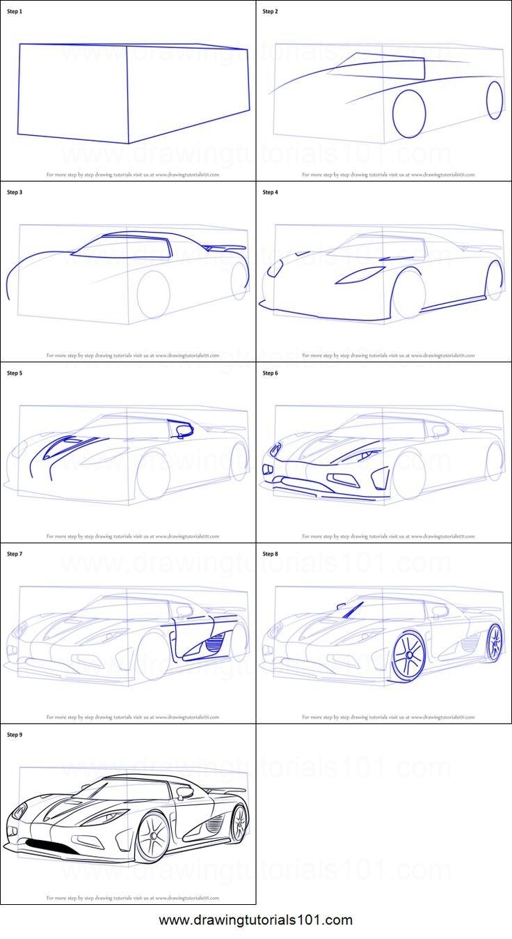 Desenho de Carro: Carro esportivo simples a lápis