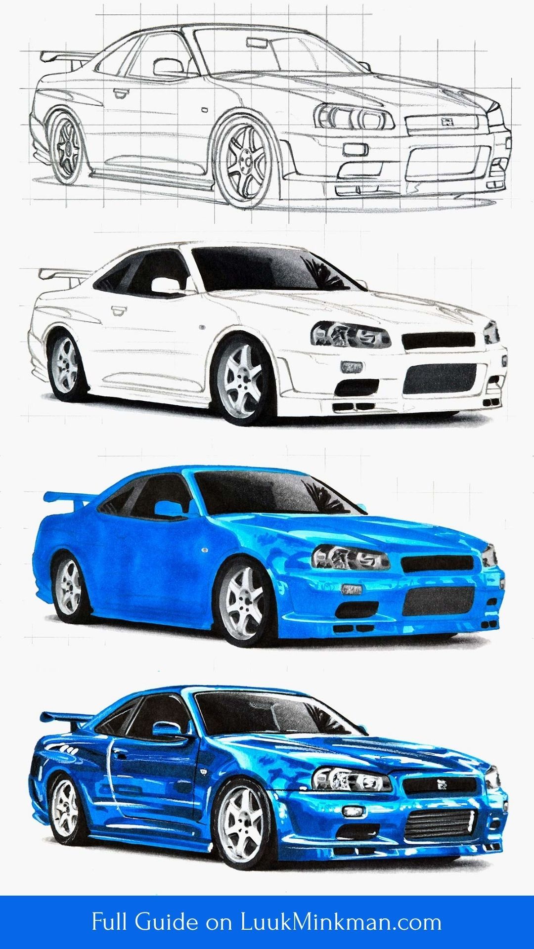 Desenho de Carro: Carro esportivo realista a lápis