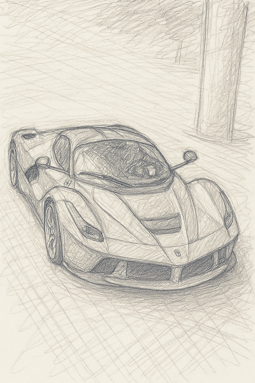 Desenho de Carro: Carro realista elegante a lápis