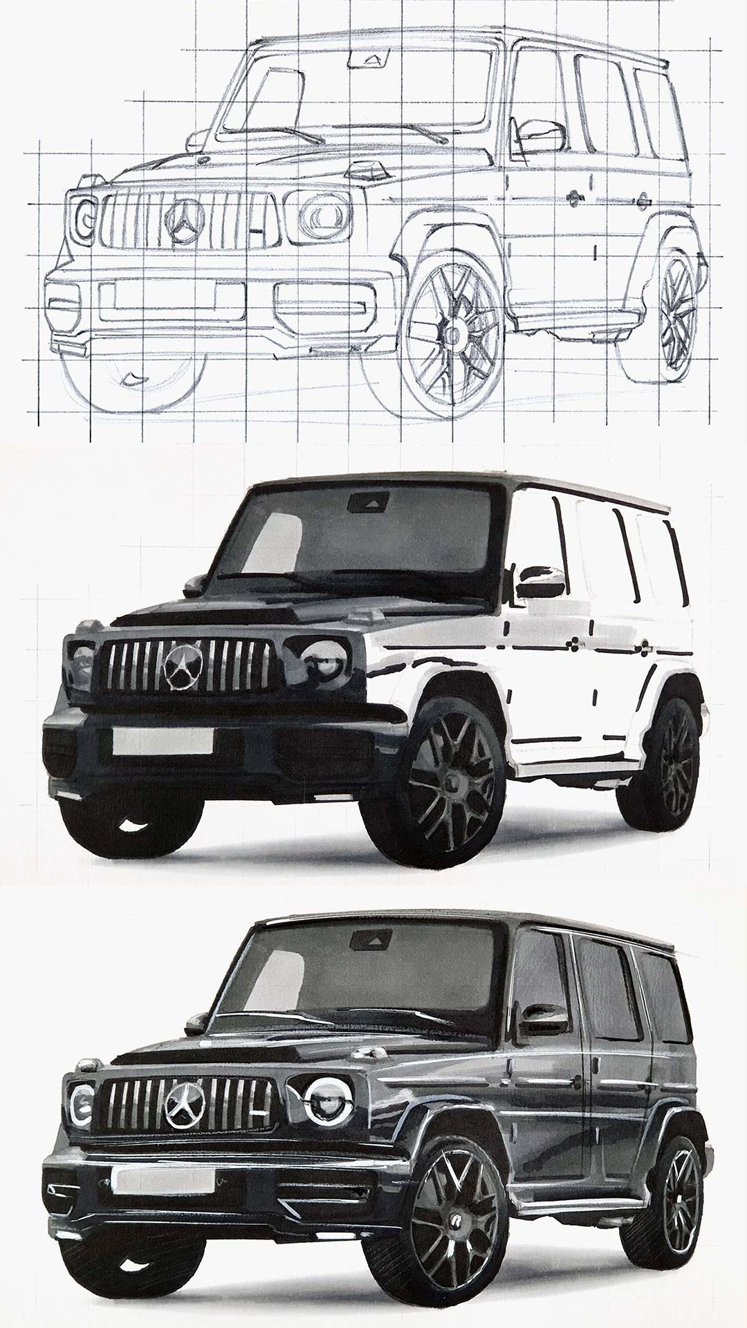 Desenho de Carro: SUV realista em etapas para desenhar