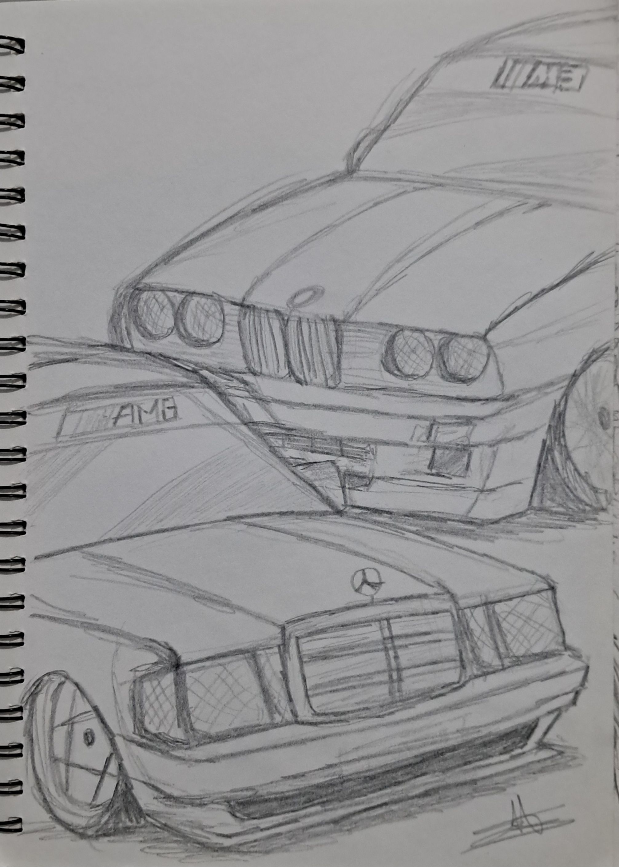 Desenho de Carro: Carro realista simples a lápis