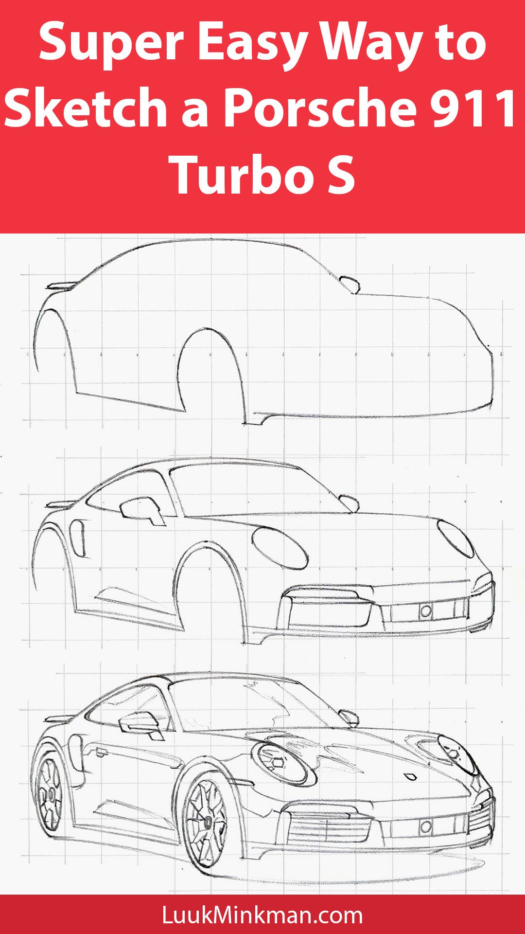 Desenho de Carro: Porsche realista a lápis para desenhar