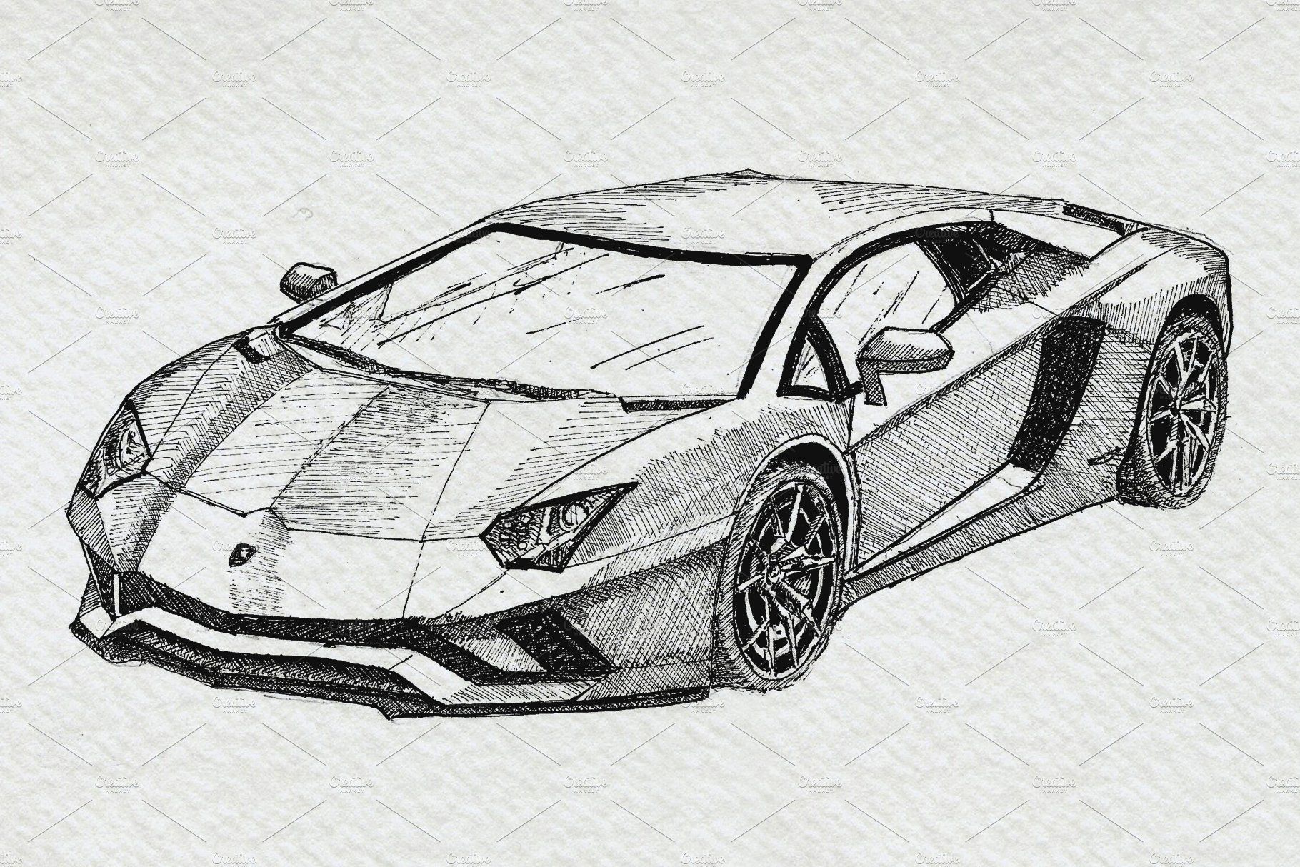 Desenho de Carro: Carro esportivo a lápis para desenhar