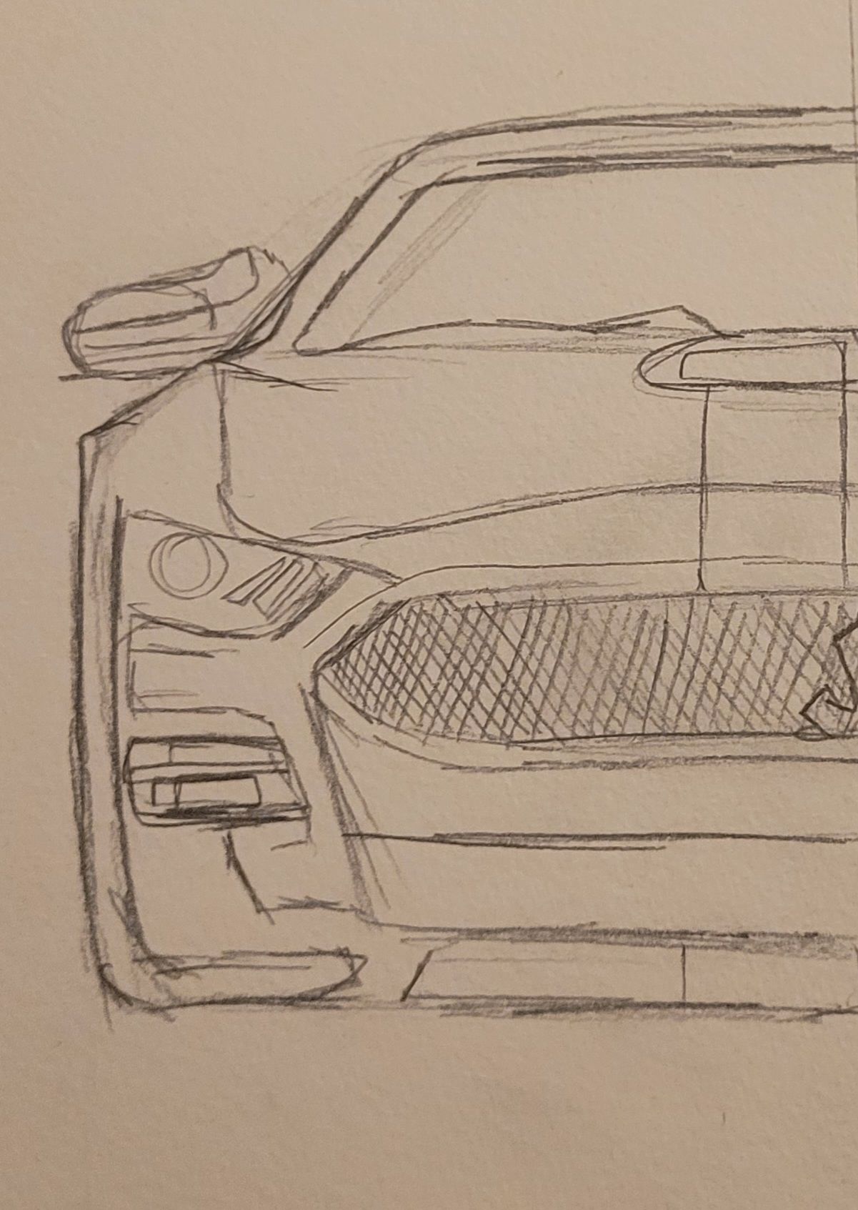 Desenho de Carro: Carro esportivo a lápis detalhado