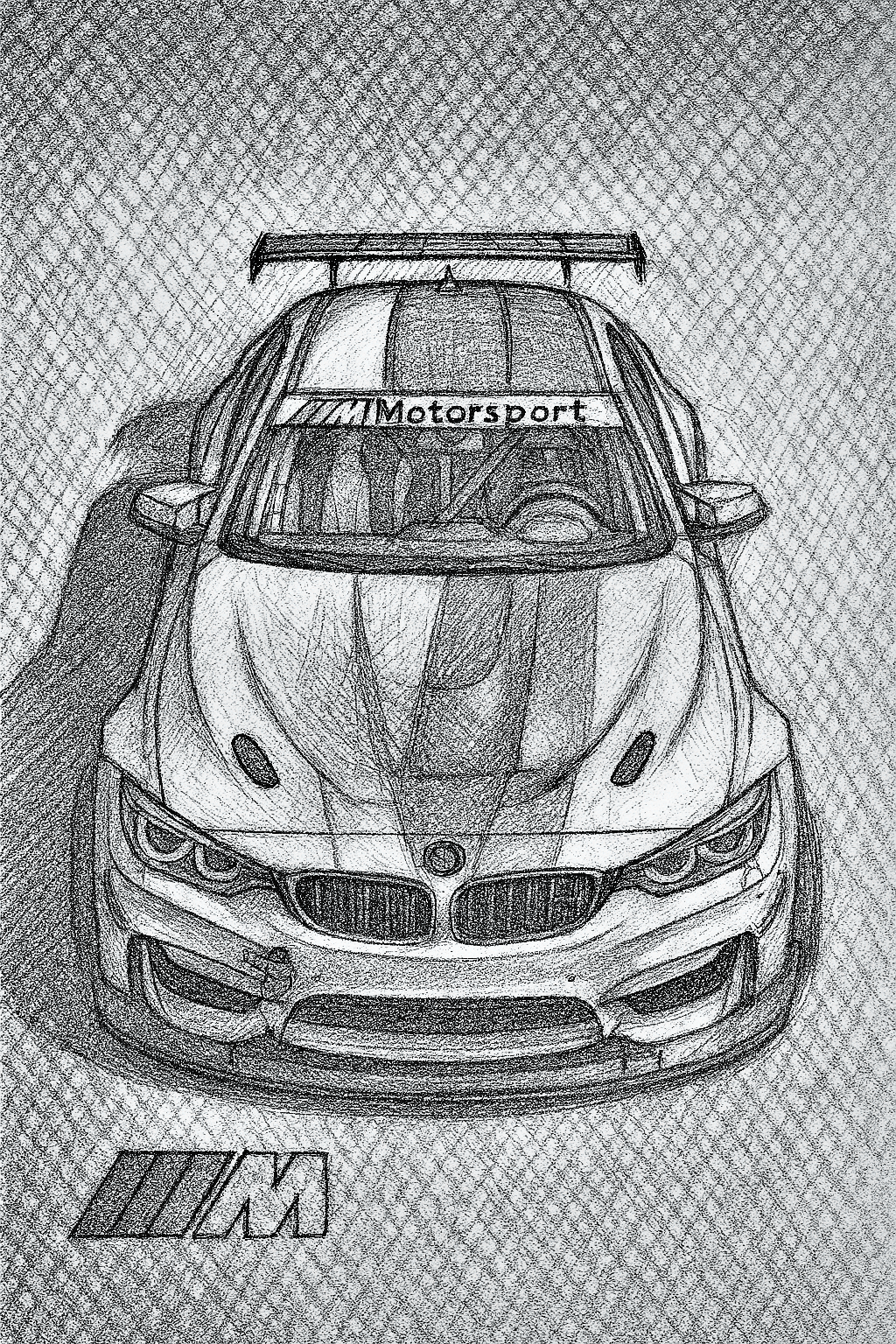 Desenho de Carro: Carro esportivo realista a lápis