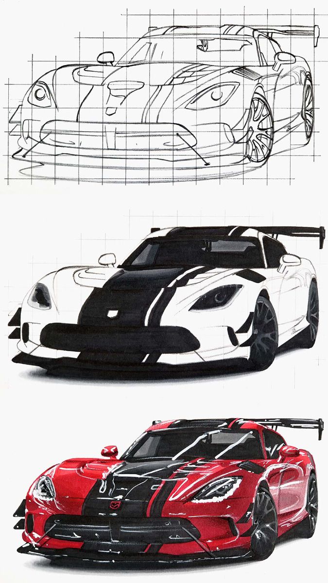 Desenho de Carro: Carro esportivo realista a lápis
