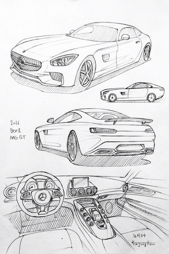 Desenho de Carro: Carro esportivo realista a lápis