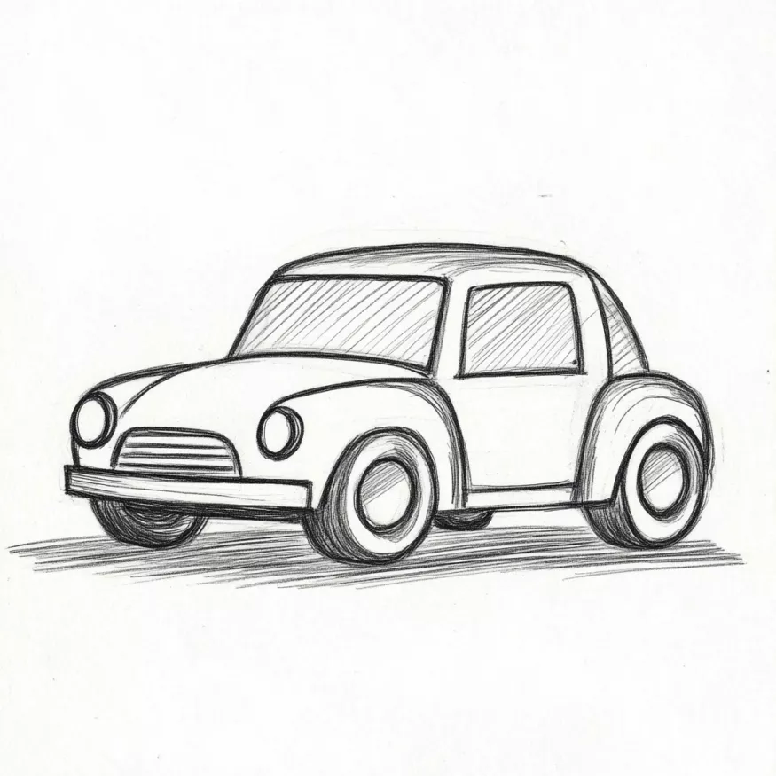 Desenho de Carro: Carro fofo e simples para desenhar