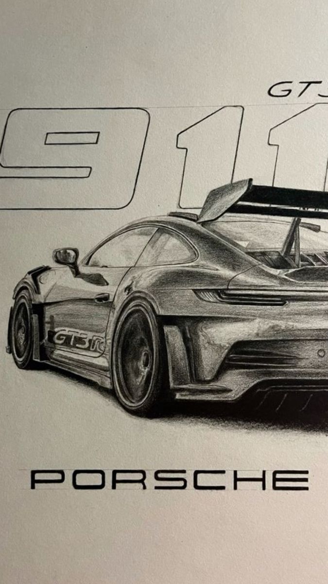 Desenho de Carro: Carro esportivo realista a lápis