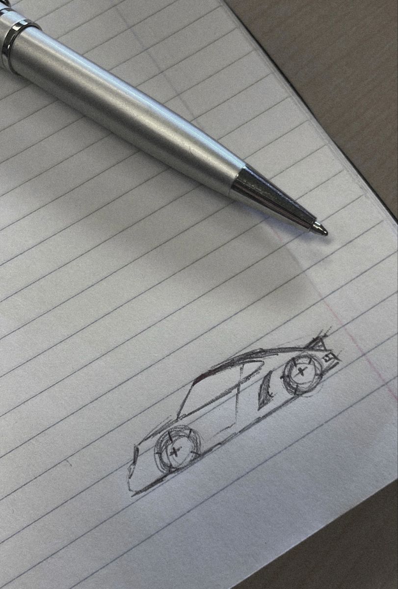 Desenho de Carro: Carro esportivo simples a lápis