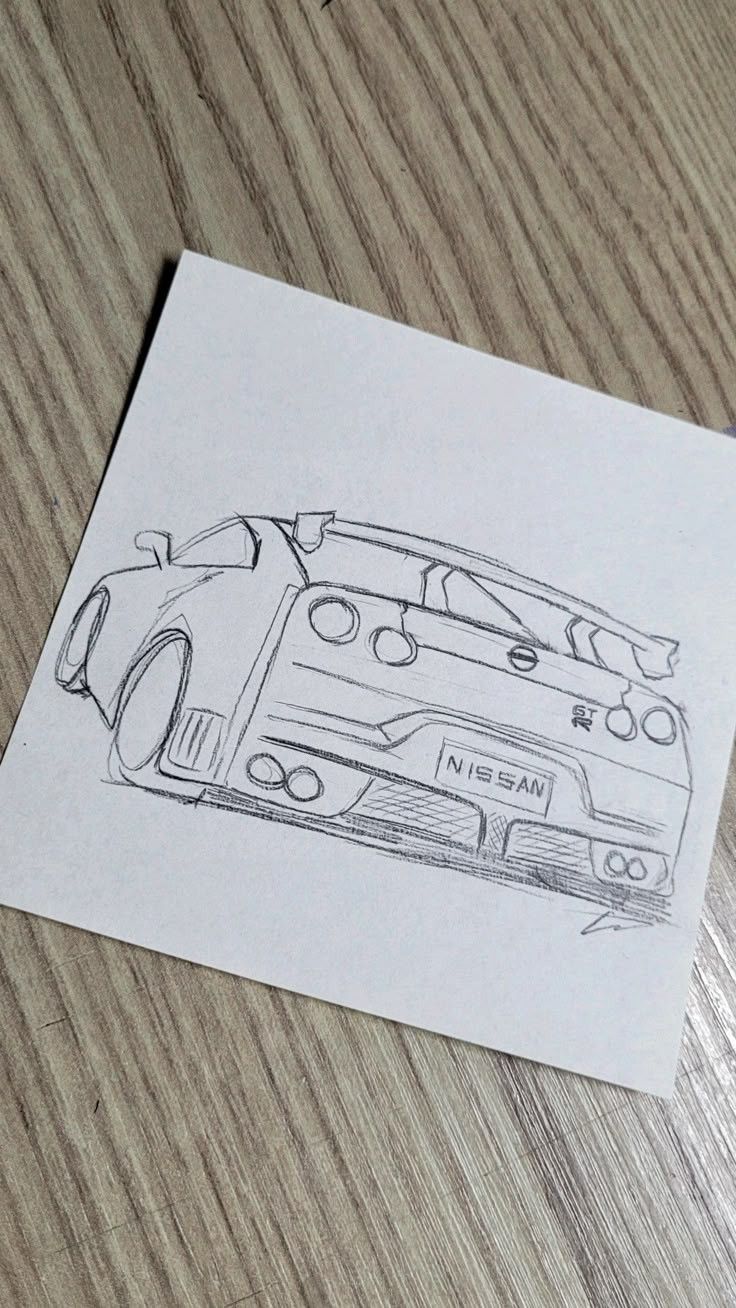 Desenho de Carro: Carro esportivo realista a lápis