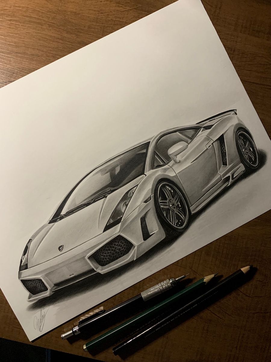 Desenho de Carro: Carro esporte realista a lápis fácil