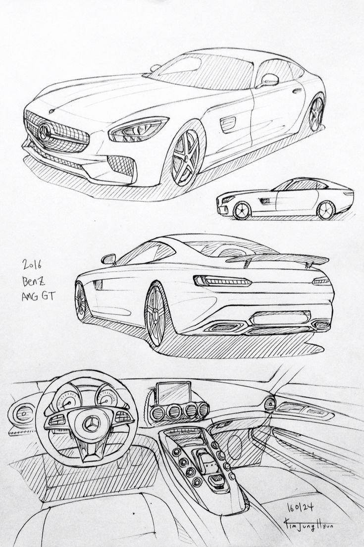 Desenho de Carro: Carro esportivo realista a lápis