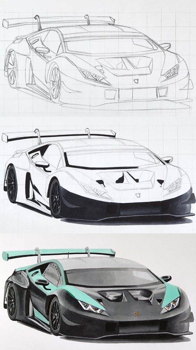 Desenho de Carro: Carro esportivo realista a lápis