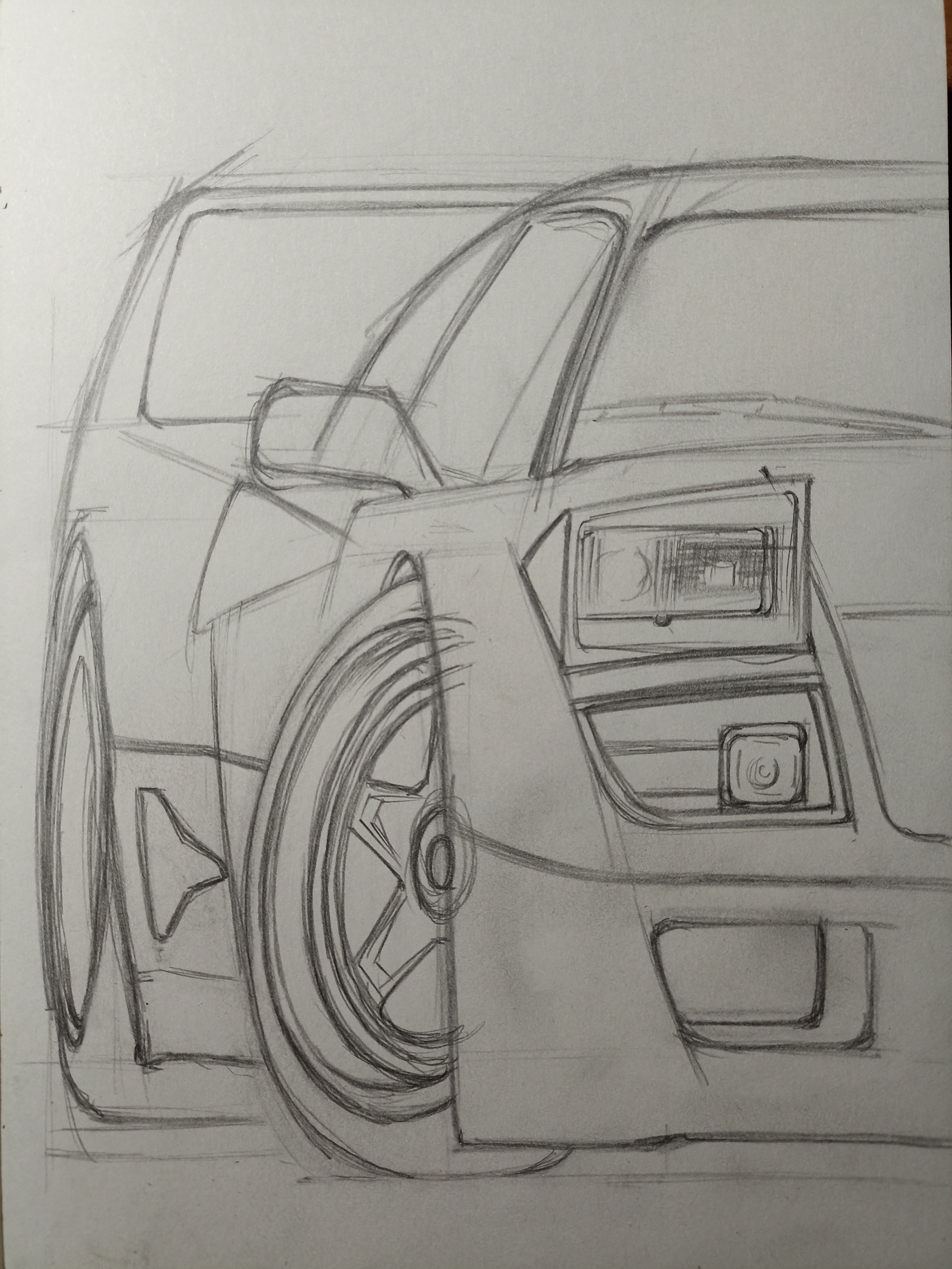 Desenho de Carro: Esboço realista para desenhar a lápis