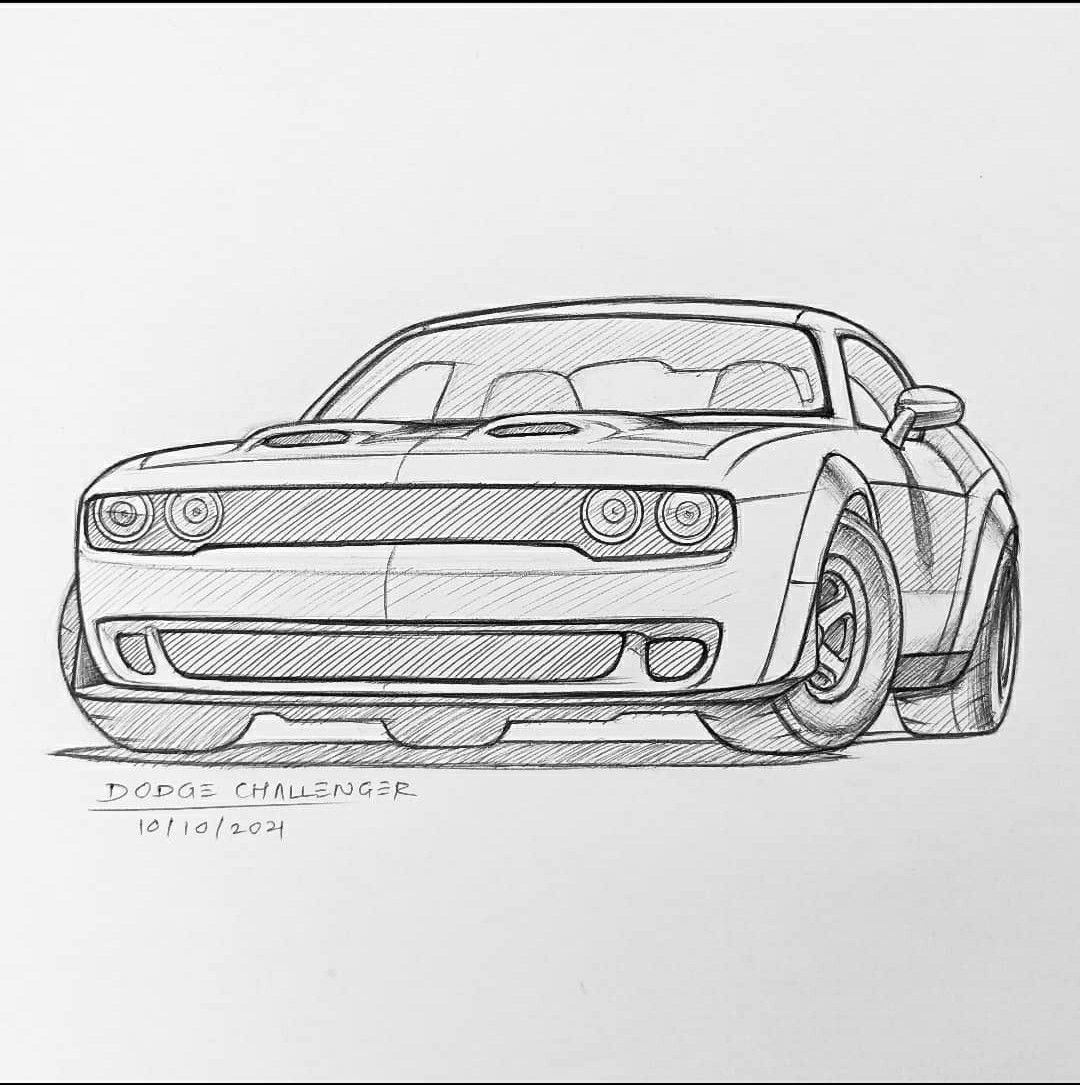 Desenho de Carro: Carro esportivo realista a lápis