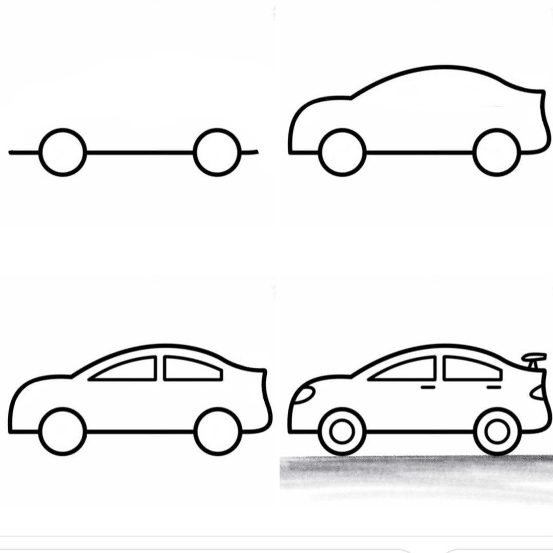Desenho de Carro: Carro simples passo a passo a lápis