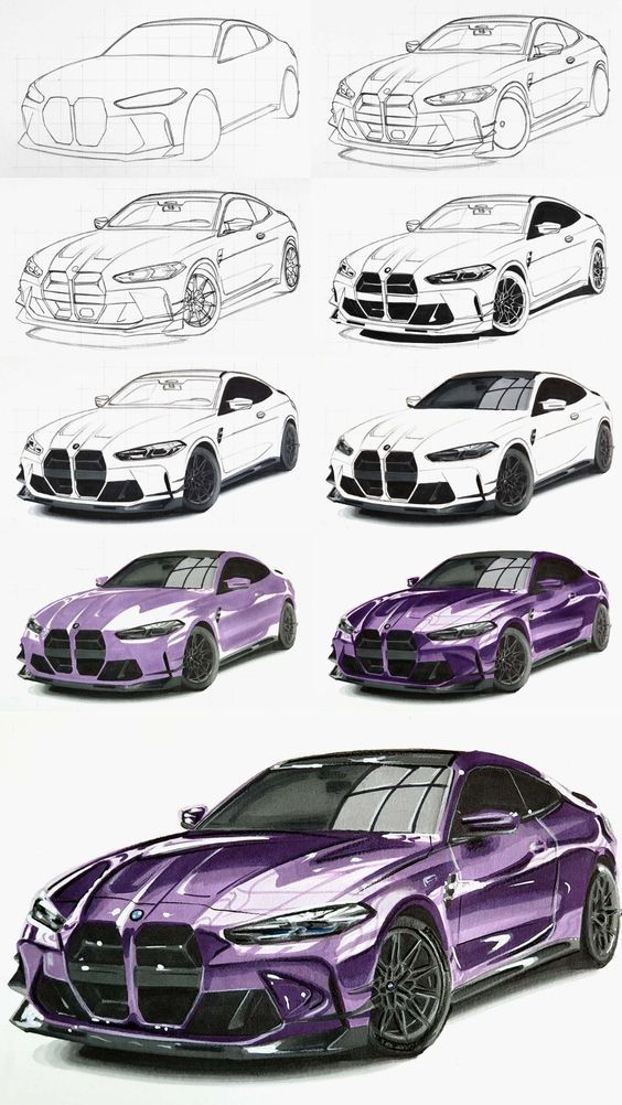 Desenho de Carro: Carro realista passo a passo a lápis