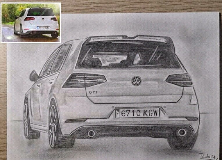 Desenho de Carro: Carro realista a lápis para desenhar