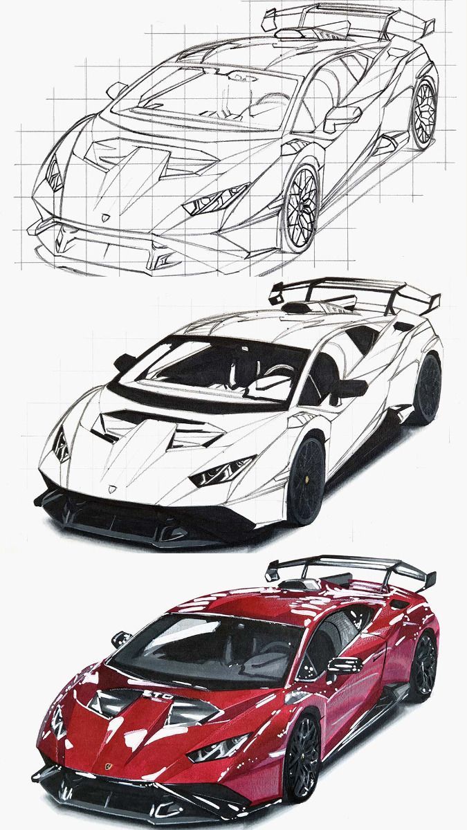 Desenho de Carro: Carro esportivo realista a lápis