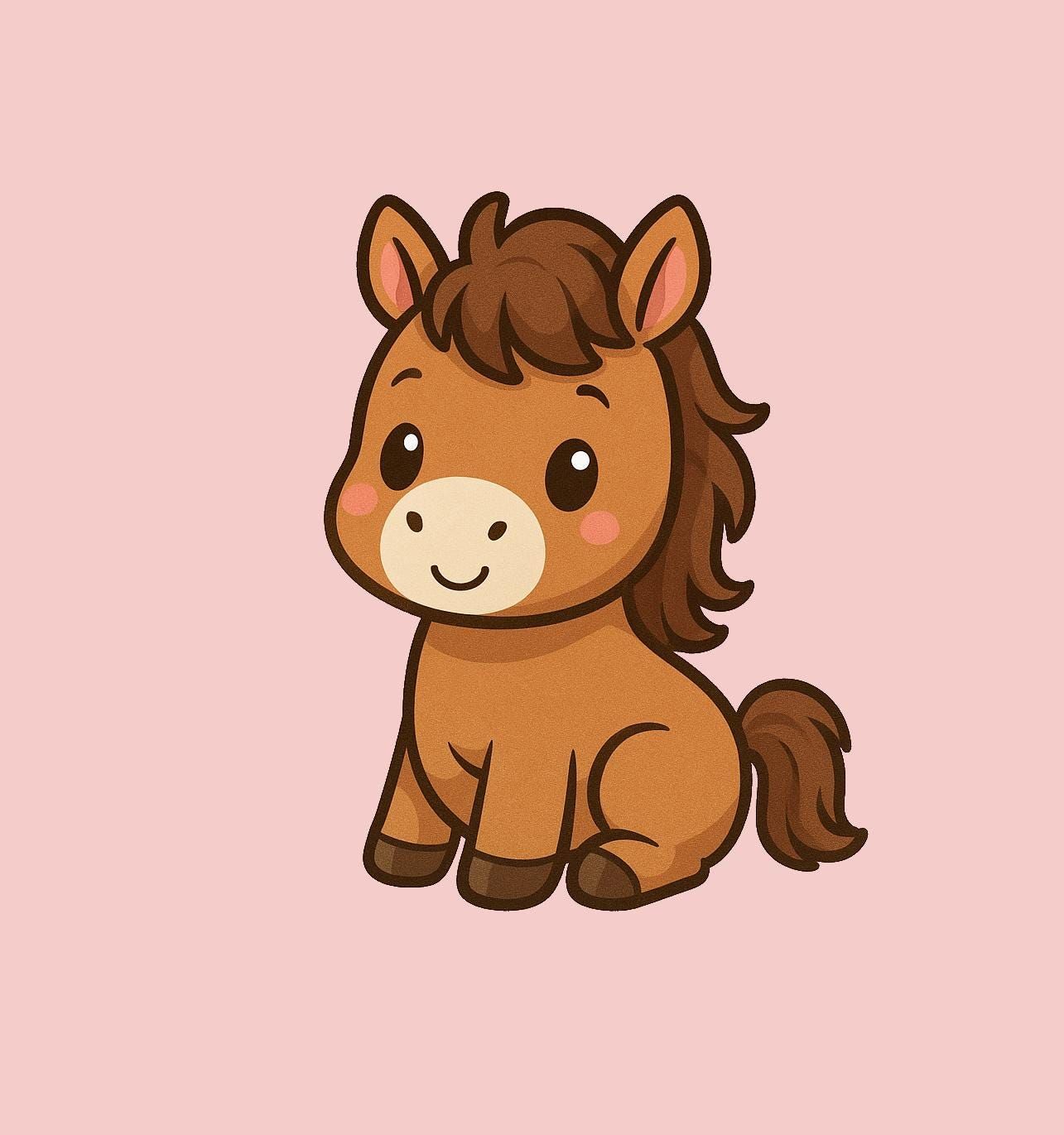 Desenhos de Cavalo: Cavalo fofo estilo Kawaii para desenhar