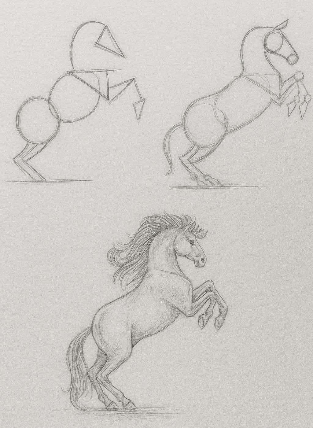 Desenhos de Cavalo: Esboços de Cavalo realista a lápis