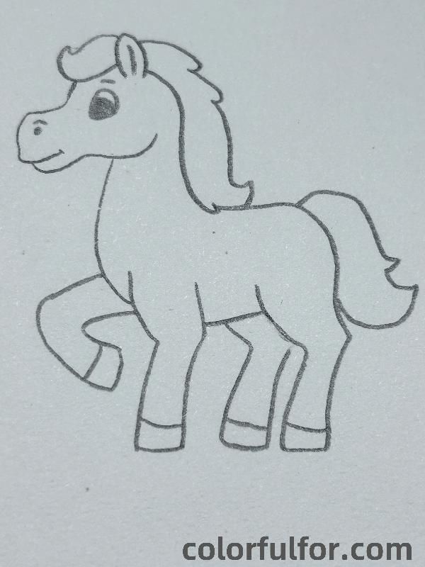 Desenhos de Cavalo: Cavalo fofo a lápis simples para desenhar