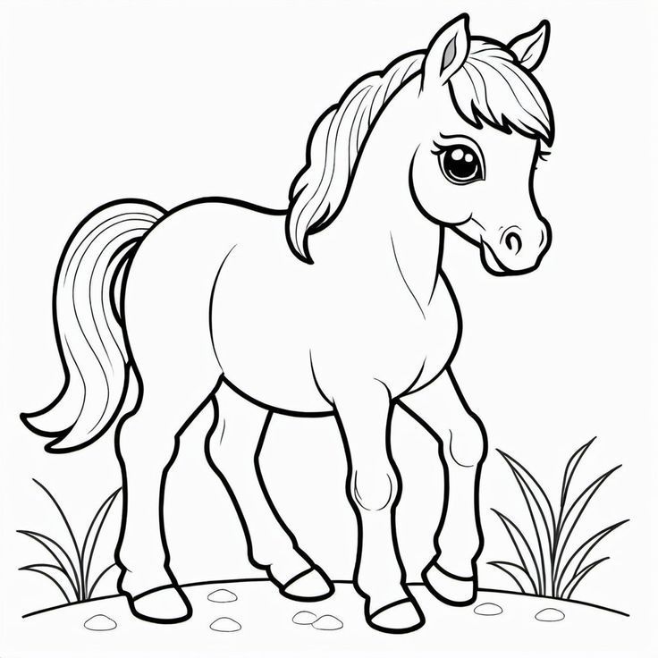 Desenhos de Cavalo: Cavalo fofo simples e fácil para desenhar