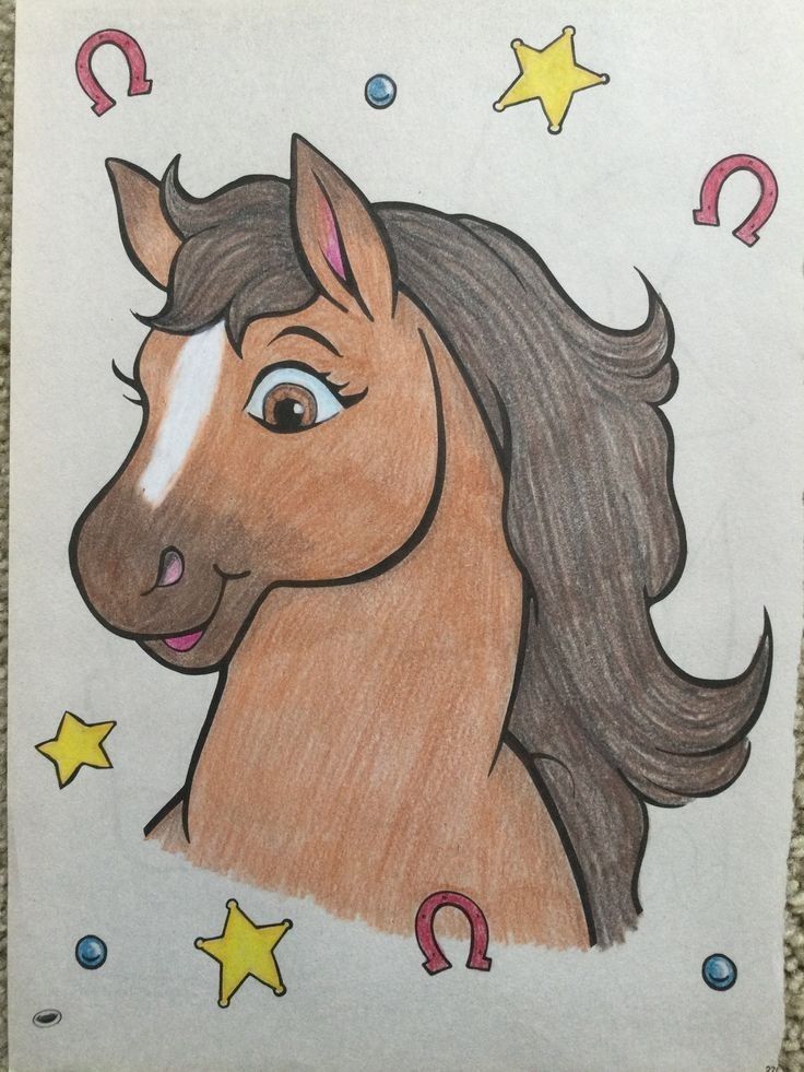 Desenhos de Cavalo: Cavalo com estrela e ferradura para desenhar