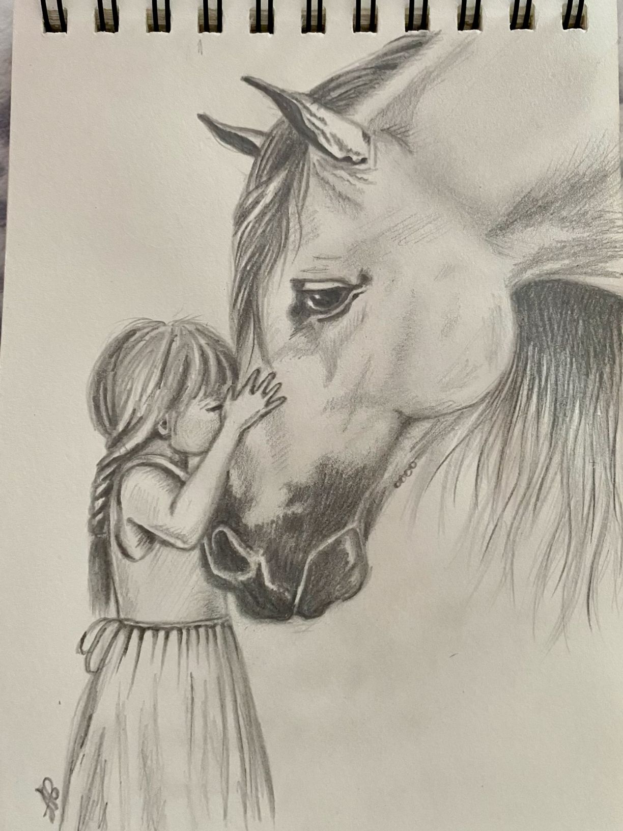 Desenhos de Cavalo: Garota e Cavalo Realista para desenhar
