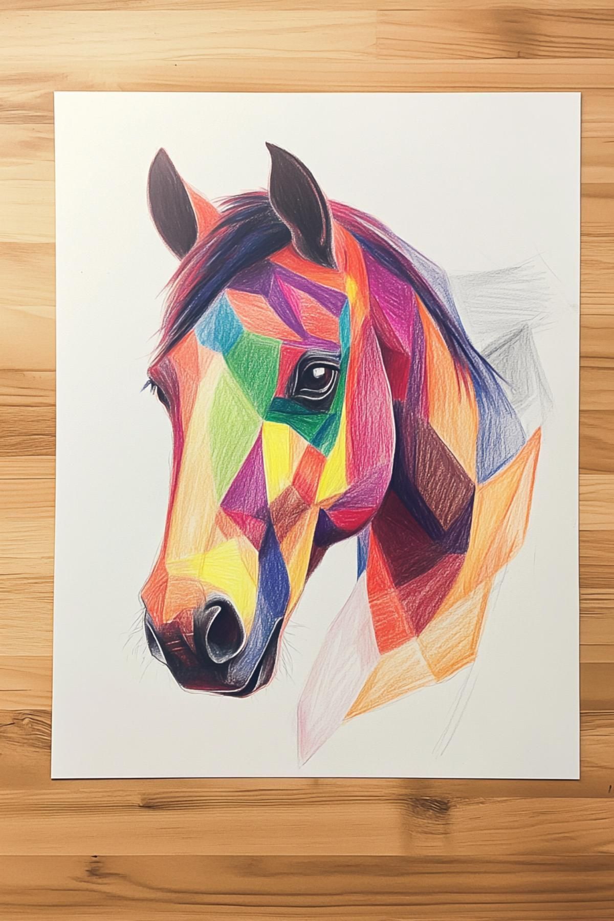 Desenhos de Cavalo: Cavalo colorido geométrico para desenhar