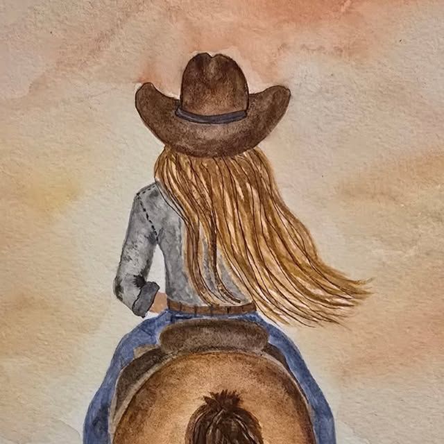 Desenhos de Cavalo: Cavaleira de costas montando um cavalo