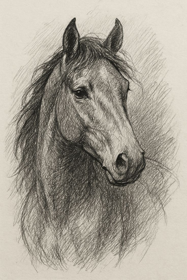 Desenhos de Cavalo: Cavalo realista a lápis para desenhar