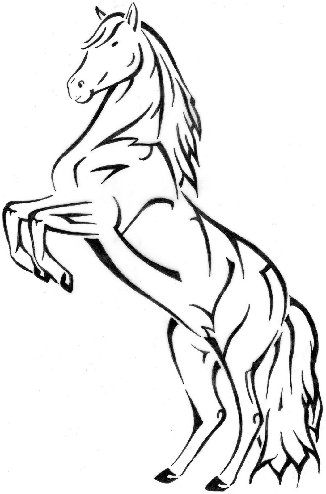 Desenhos de Cavalo: Cavalo realista em pose ereta para desenhar