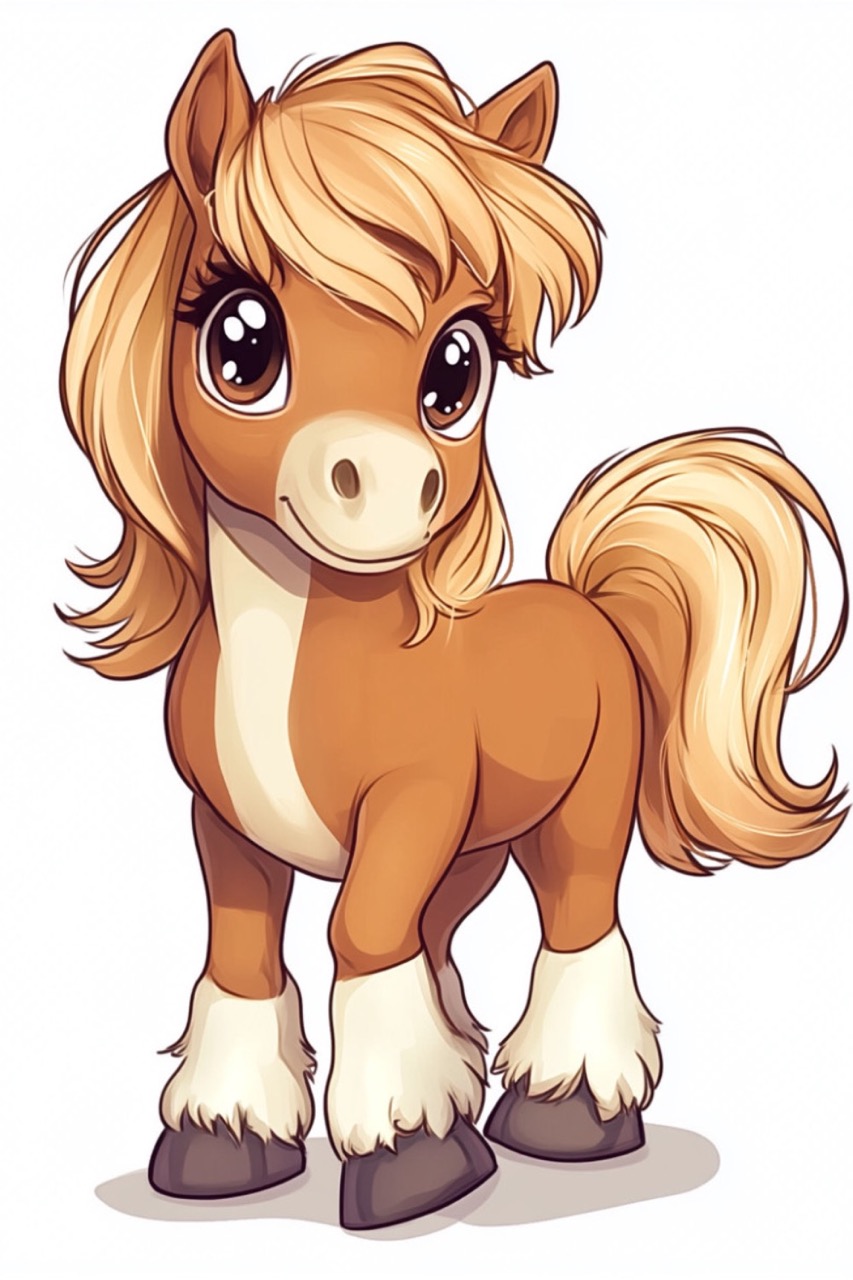 Desenhos de Cavalo: Cavalo fofo estilo cartoon para desenhar