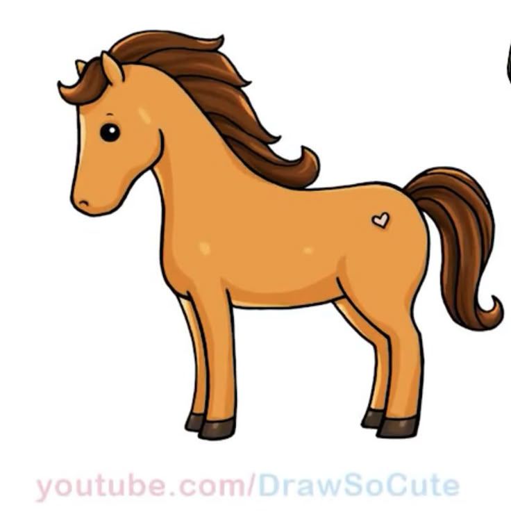 Desenhos de Cavalo: Cavalo fofo simples para desenhar a lápis