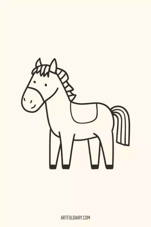 Desenhos de Cavalo: Cavalo simples e fofo para desenhar