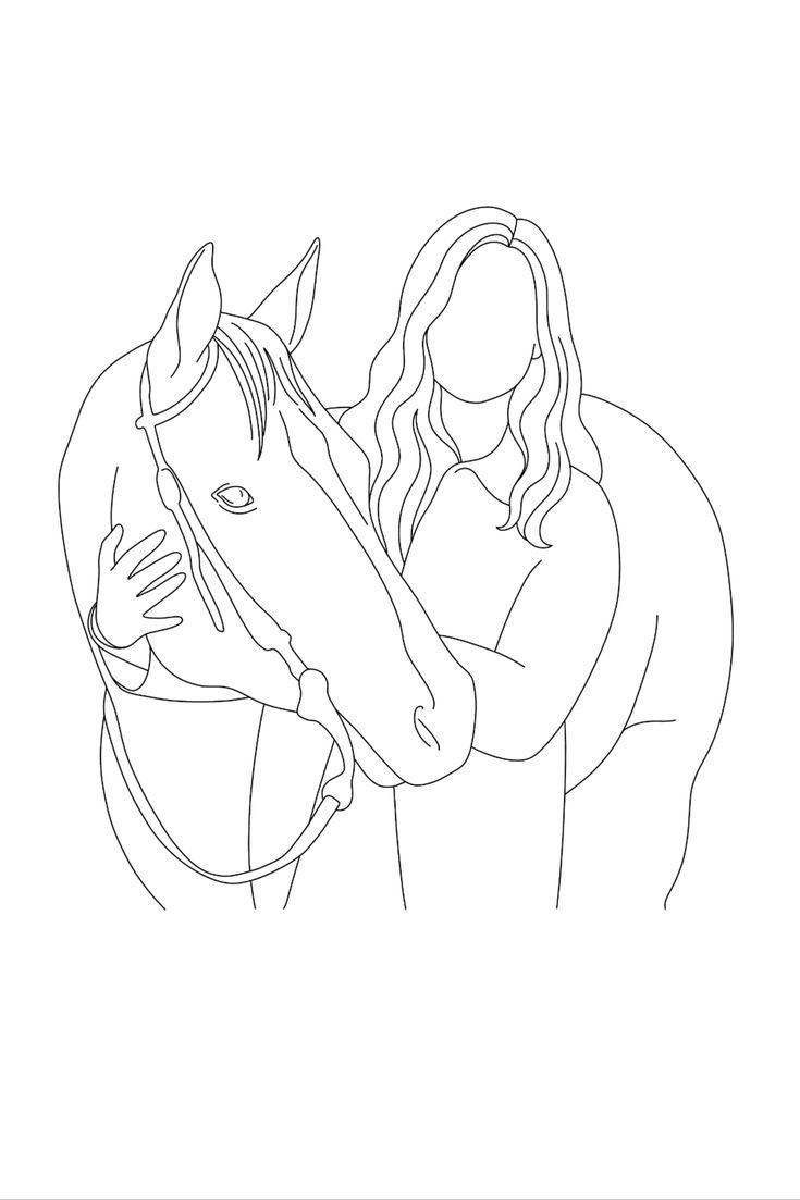 Desenhos de Cavalo: Cavalo e pessoa para desenhar facilmente