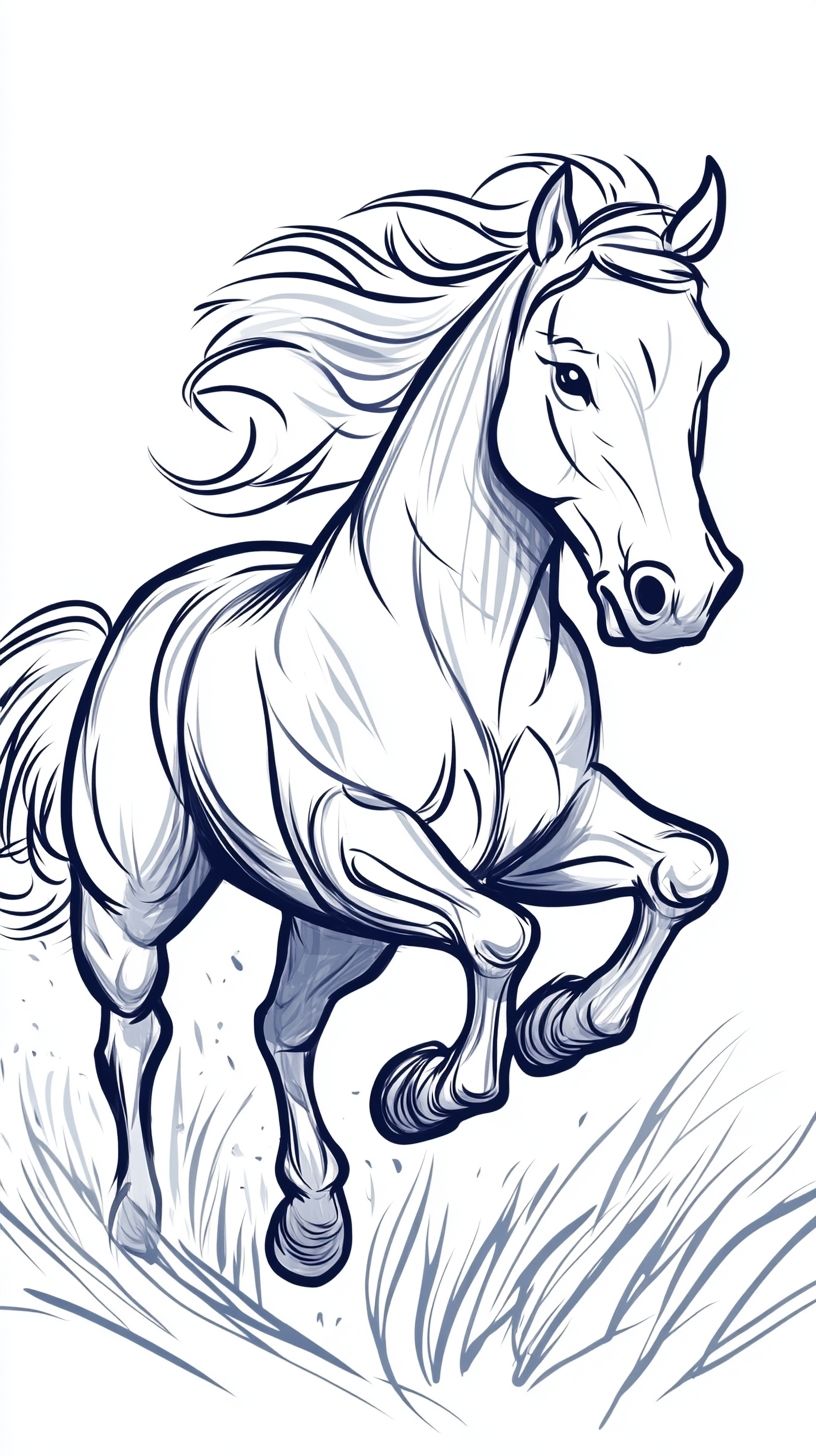 Desenhos de Cavalo: Cavalo realista em movimento para desenhar