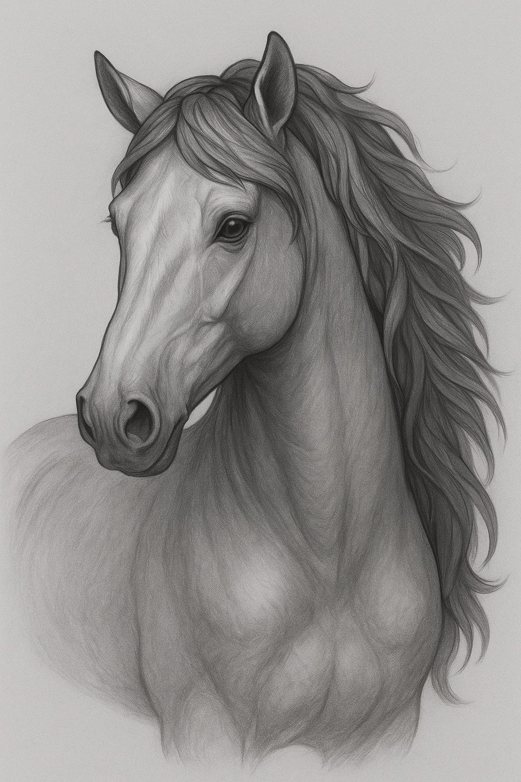 Desenhos de Cavalo: Cavalo realista a lápis para desenhar