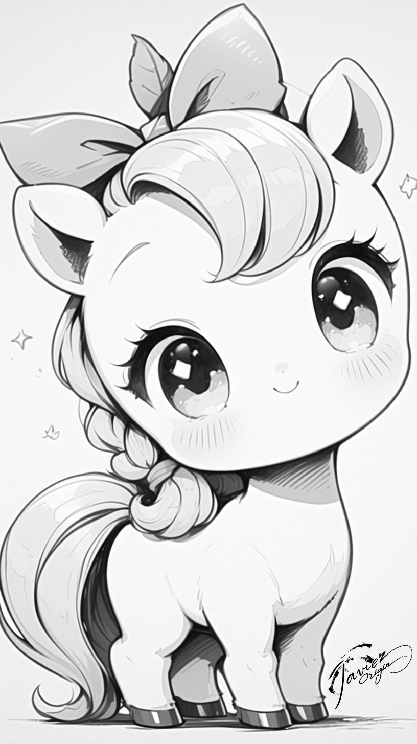 Desenhos de Cavalo: Pônei fofo e simpático para desenhar