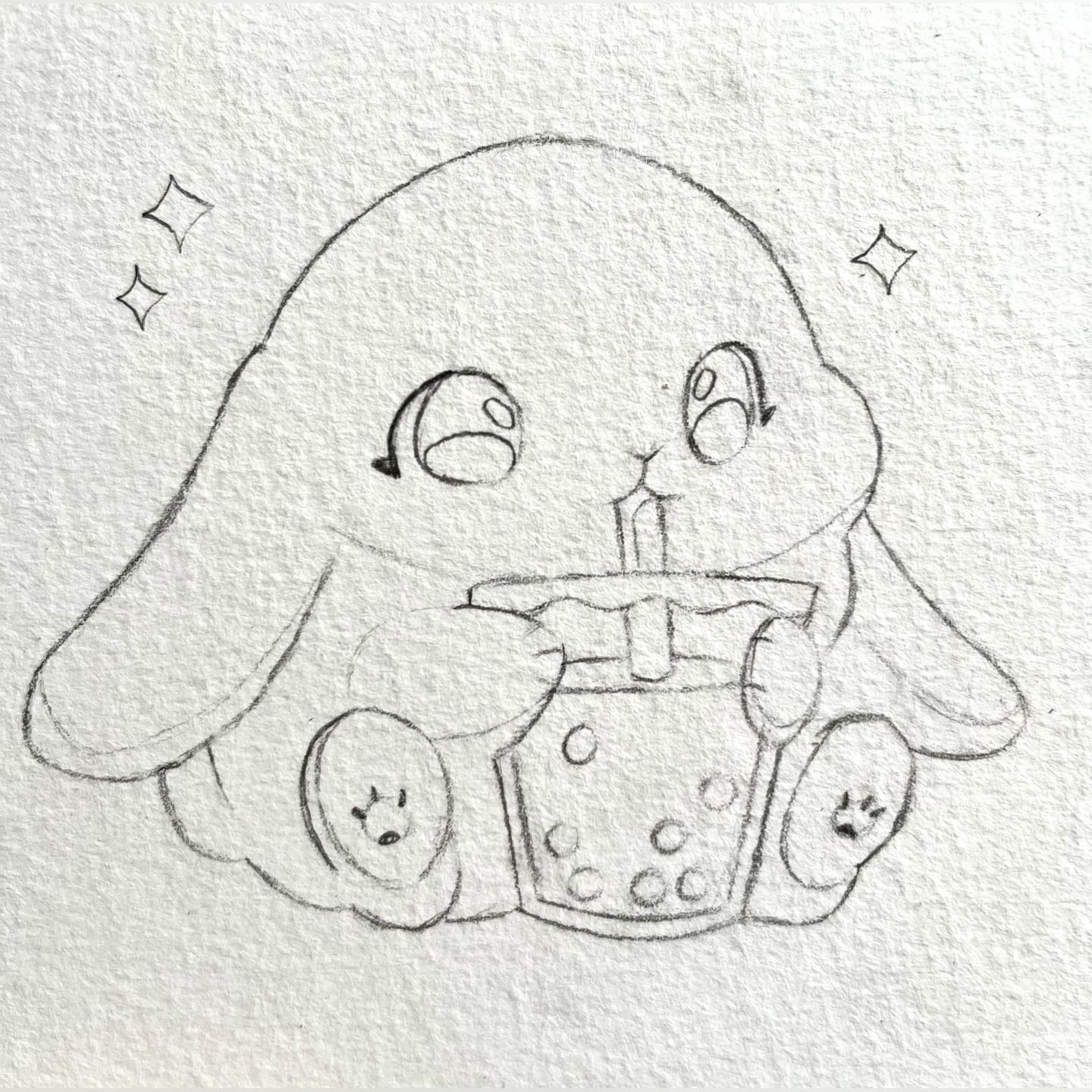 Desenho de Coelho: Coelho fofo segurando bebida para desenhar