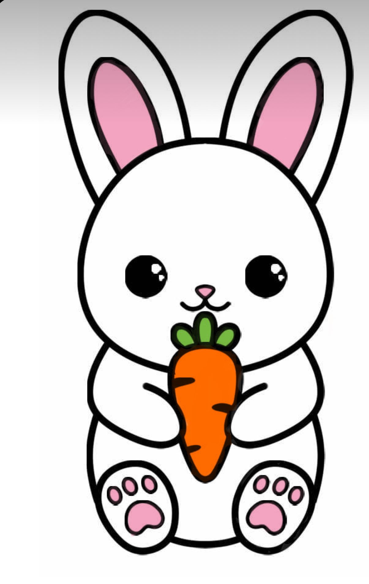 Desenho de Coelho: Coelho fofo segurando cenoura para desenhar