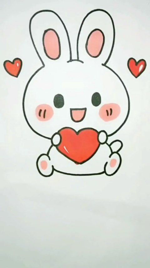 Desenho de Coelho: Coelho fofo segurando um coração